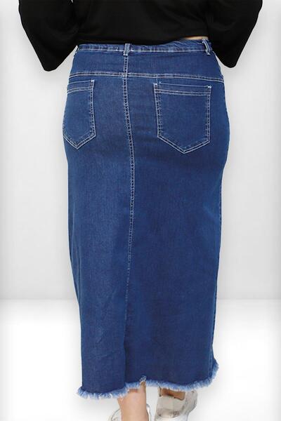 Bedrinxxl Kadın Büyük Beden Asimetrik Kot Etek