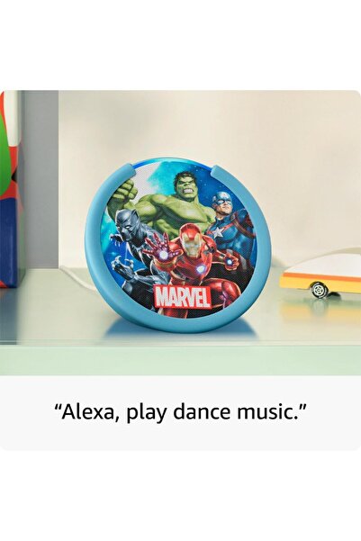 Amazon مكبر صوت ذكي ECHO Pop Marvel's Avengers مزود بتقنية Wi-Fi وBluetooth مع صوت للتحكم في أجهزة المنزل الذكية