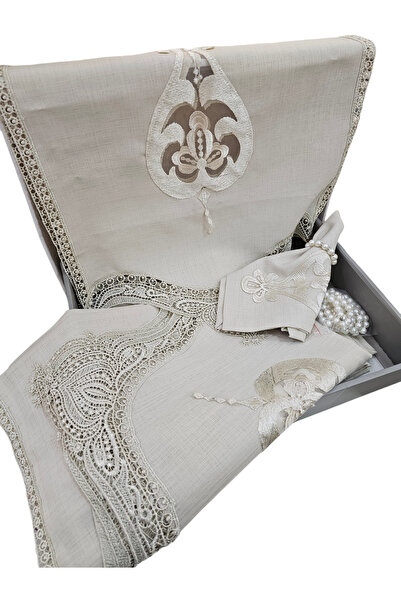 KÜBRAHOME'S ALMILA HOME 26 PARÇA KETEN YEMEK SERVİS TAKIMI BEJ