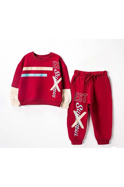 Mnk Baby&Kids Boy's Red Tracksuit - Mnk3113 Printed