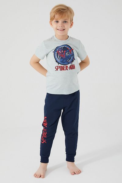 SPIDERMAN Σετ Πυτζάμες Αγόρι Γκρι κοντομάνικο - Δαχτυλίδι