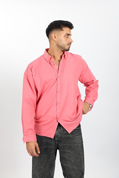 MCZ GİYİM Ανδρικό πουκάμισο με μακρυμάνικο ροζ χρώμα