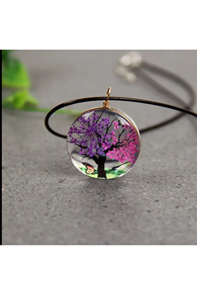 Silpus Hayat Ağacı Mor Kolye