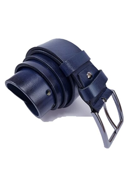 Deribond Navy Blue Men's Belt 100% Genuine Leather, Gift, Special Box 4.50 cm