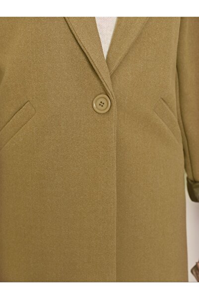Modamorfo Single Button Lined Winter Cashmere Coat - Mustard