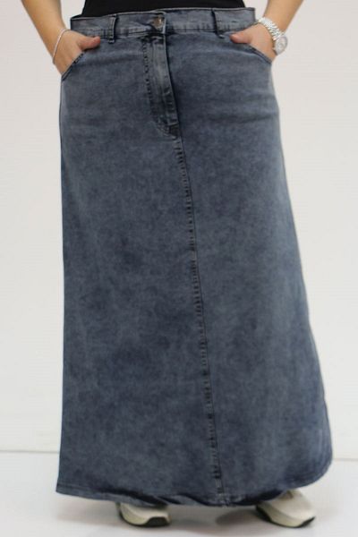 Eslina 45008-2 Τζιν φούστα με μπροστινό κουμπί Snow Wash - Cold Blue