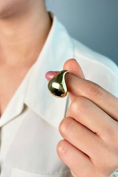 Sose Moda Gold Color Oval Knight Ring