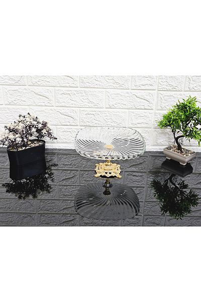 atabey home Cutted Decored Square Presentation Plate with Casted Legs 24 cm & Service Plate & Boiler