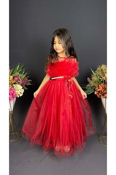 Mnk Baby&Kids Rochie roșie de ocazie specială în straturi - Mnk0475
