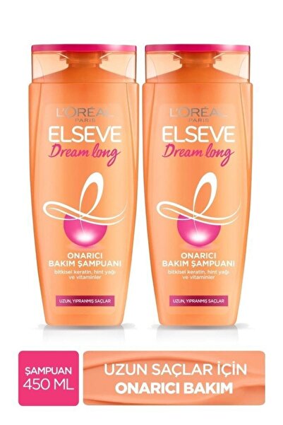 ELSEVE L'oreal Paris Dream Long Onarıcı Bakım Şampuanı 450 Ml X2