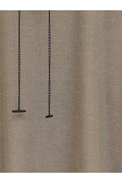 Modamorfo Mink Shawl Collar Chain Detailed Towel Tunic