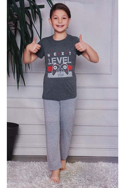 Mnk Baby&Kids Pajamas for Boys - Short Sleeve T-Shirt, Long Pants, Smoked M00672