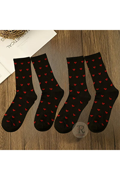 trampler 4 para ženskih čarapa sa crnim i crvenim srcima, sezonski čarape sa ...