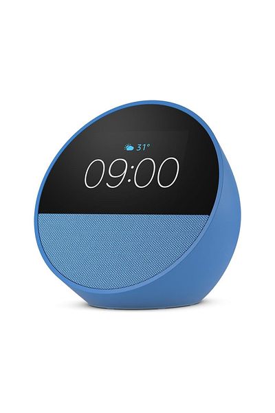 Amazon Echo Spot (2024 release)| Smart alarm clock with vibrant sound + Alexa| Blue