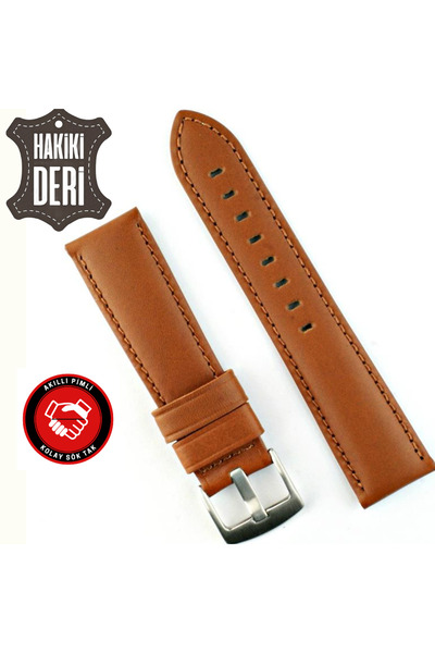 onlinekordon 22mm F0SSİL Saatlere Uyumlu Hakiki Deri Taba Rengi Saat Kordonu Kayışı Akıllı Pimli Kokusuz Astar