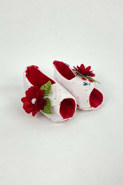 Mnk Red Set with Cherry Pattern Headband, Panties and Shoes