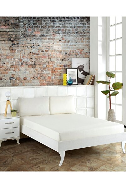 Weekend Home طقم ملاءة سرير كريمي مزدوج مقاس 160x200 سم