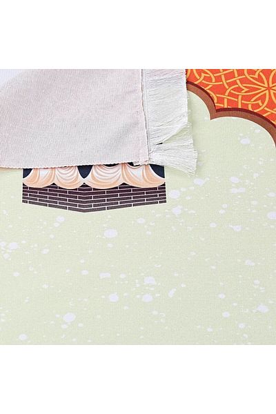 İkranur Children's Prayer Rug Kaaba Orange 82×45 Cm 110 gr - With Rosary Gift