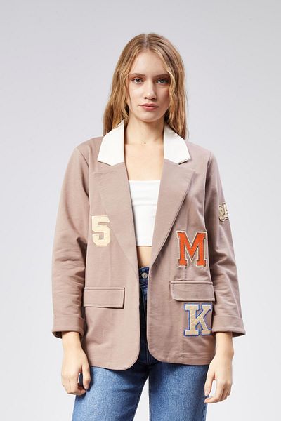 TF The Fancy For You Mink Colored Embroidered Women's Knitted Jacket - Stylish Design
