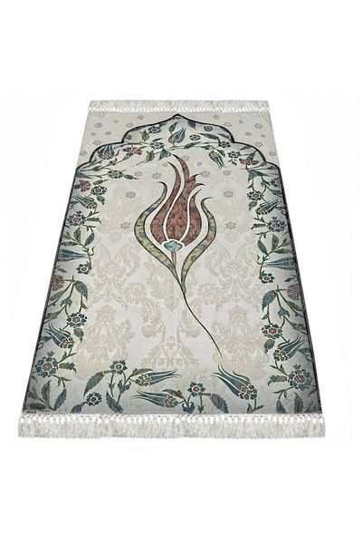 İkranur Gift Prayer Rug, Line Written Frame, Pearl Prayer Beads, Decorated Acetate Box (30×18) Set-green
