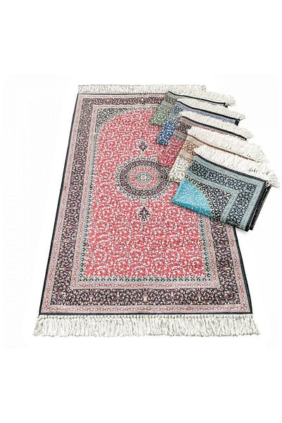 İkranur Gift Prayer Rug, Framed Line, Pearl Prayer Beads, Decorated Acetate Box (30×18) Set-red