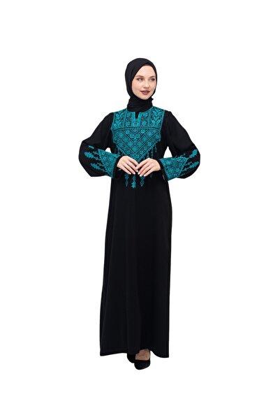 Zaytoon Rochie tradițională palestiniană cu top triunghi brodat pe o parte pe...