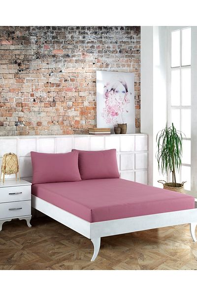 Weekend Home طقم ملاءة جاهزة مزدوجة من البرقوق - 180X200 سم