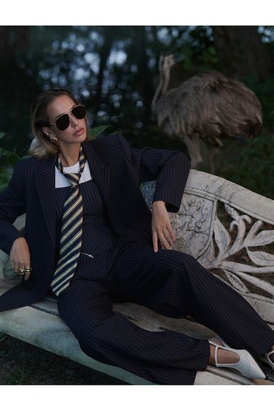 Koton X Sima Tarkan - Pantaloni Palazzo cu talie înaltă cu buzunare cu detaliu plisat 5WAK40148PW