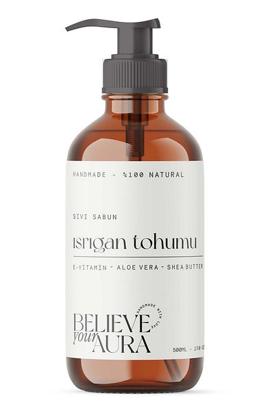 Believe Your Aura 100% Natural Nettle Seed Oil Hand and Skin Liquid Soap - E-Vitamin Aloe Vera Shea Butter - 500 ml
