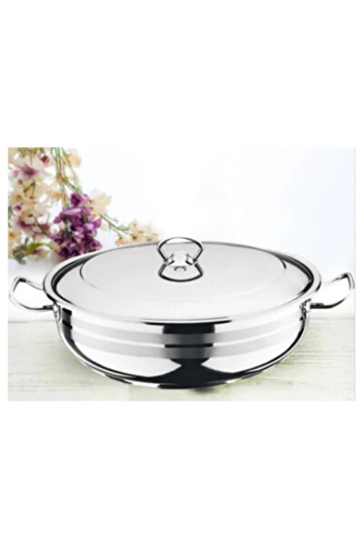 King Queens 42 Cm 17 Litre Paslanmaz Çelik Büyük Boy Basık Karnıyarık Pilav T...