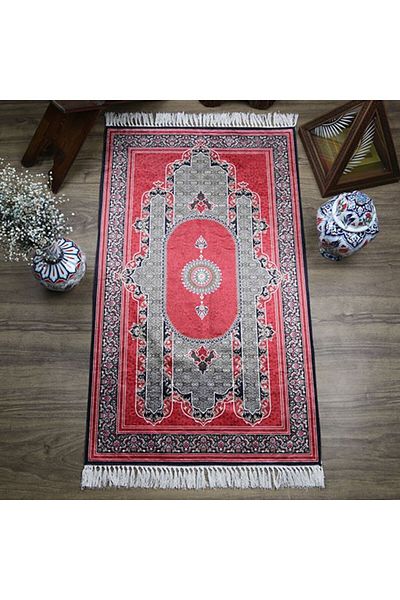 İkranur Dowry Silk Twist Prayer Rug Red 70x120 Cm - 510 gr