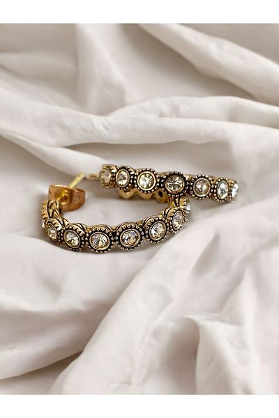 FAYRA ACCESSORIES Waterway Zircon Jewelled Hoop Earrings