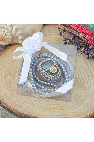 İkranur Γκρι Πέτρινο Χάντρες Προσευχής Ζικρματικ - Δώρο με Τετράγωνο Κουτί