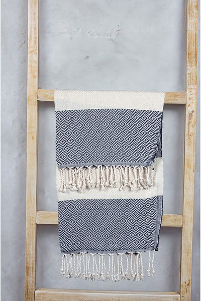 Cozy Nest Πεστεμάλ Πετσέτα μπάνιου και παραλίας - Βαμβακερή, 90x180 cm-μαύρο
