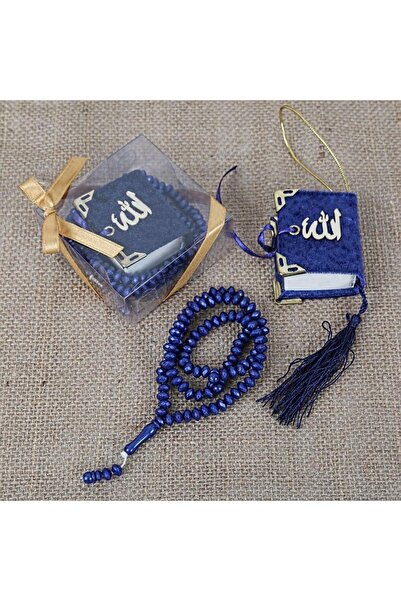 İkranur Mini Kuran, Kokulu Tesbihli Kare Kutuda Hediyelik-Lacivert