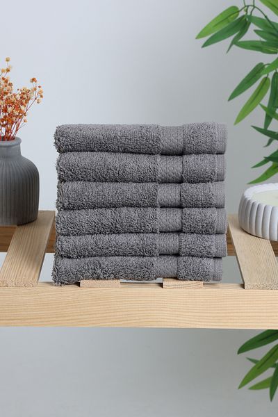 AİRYCOT رمادي غامق 30x30 مجموعة من 6 مناشف يد