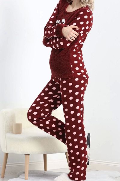RKFashion Claret Red Fleece Pajama Set - 19215.1048