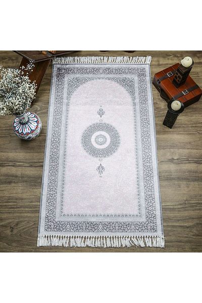 İkranur Luxury Silk Ahu Prayer Rug Pink 70x117 Cm - 550 gr