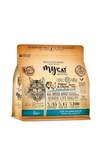 My Cat Mycat Az Tahıllı Somon Balıklı Ve Tavuk Etli Yetişkin Kedi Maması 2kg