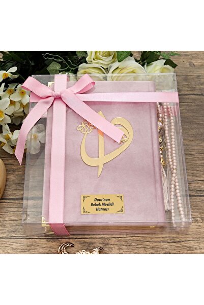 İkranur Hediyelik Kadife Kur'an-ı Kerim (ORTA BOY), Inci Tesbih, Asetat Kutul...