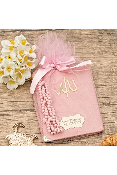 İkranur Hediyelik Kadife Yasin Cüzü (ÇANTA BOY), Kalpli Tesbih, Tül Keseli Me...