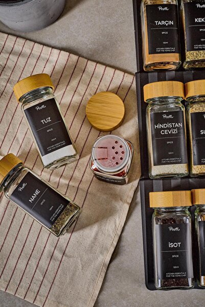 Evsun Home Collection طبق توابل راول بامبو 12 قطعة 120 مل