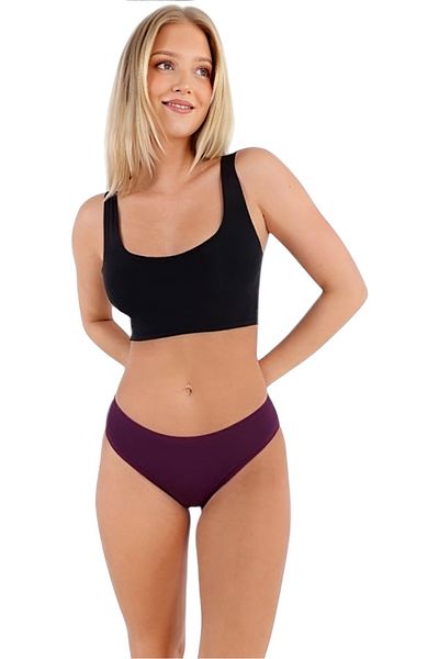 Uniquetrenders Chiloți de bikini din țesătură din jerseu pieptănat din bumbac pentru femei Chiloți de bikini pentru femei 3 buc