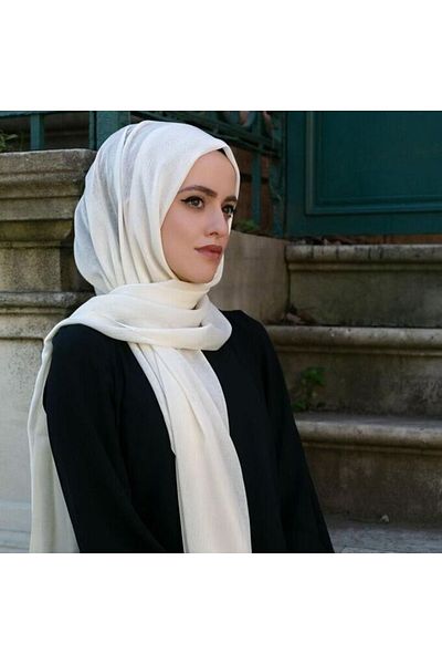 İkranur Cream Cotton Shawl