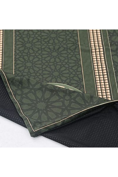 İkranur Lined Middle Eastern Velvet Prayer Rug Green 63×116 cm 268 gr