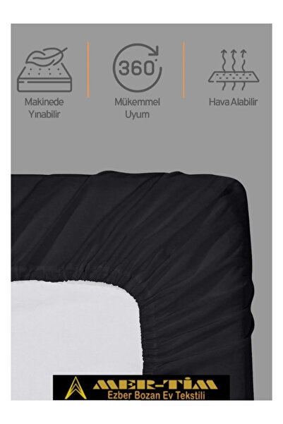 mer-tim ezberbozan ev tekstili Mer-Tim Cotton Ranforce Double Elastic Fitted Sheet and Pillowcase Set