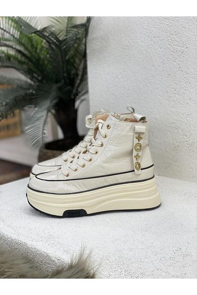 EGE GİYİM VE AYAKKABI 24k336 Γυναικείες αθλητικές μπότες με φερμουάρ με κορδόνια με λεπτομέρεια λουστρίνι