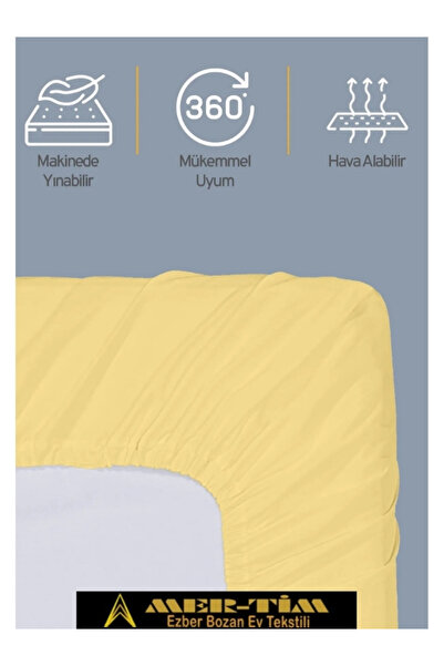 mer-tim ezberbozan ev tekstili Mer-Tim Cotton Ranforce Double Elastic Fitted Sheet and Pillowcase Set