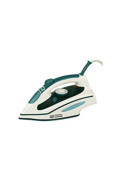 General Supreme Steam Iron, Ceramic Soleplate, Self Cleaning, 2200W. White/Green