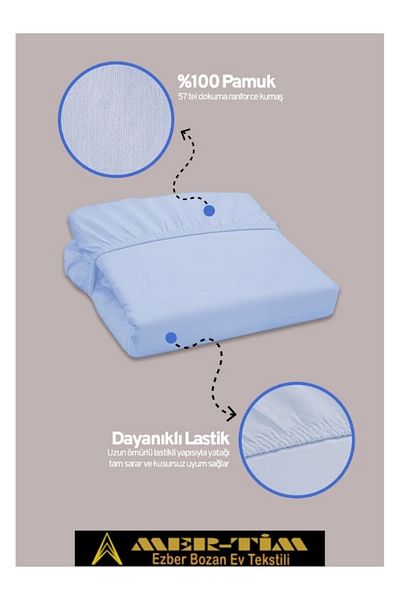 mer-tim ezberbozan ev tekstili Set de cearșafuri și fețe de pernă Mer-Tim Cotton Ranforce Double Elastic